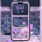 Pastel Gameboy Phone Wallpaper: Retro Circuit Board Art (Digital Download)
