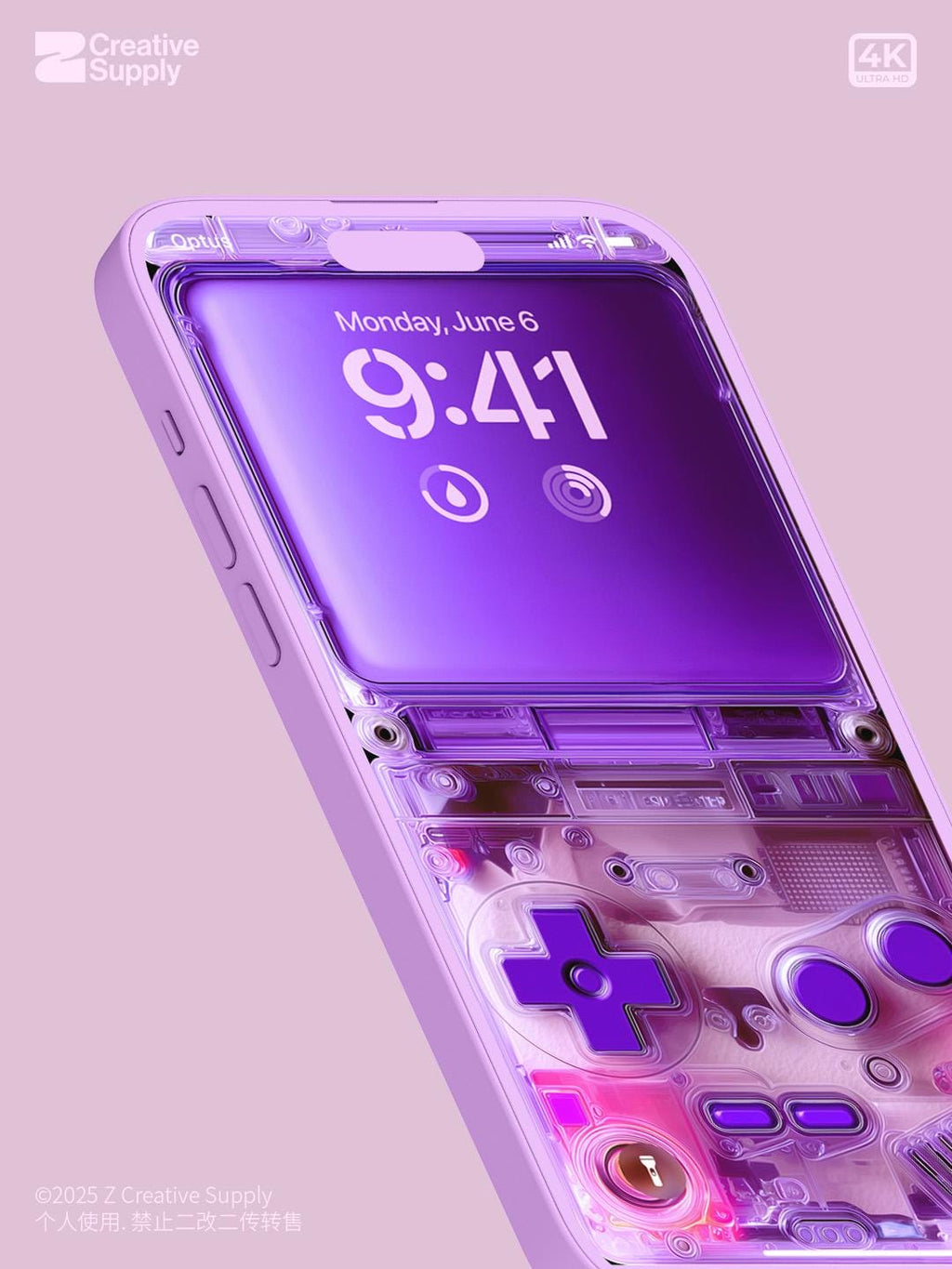 Purple Retro game console iPhone Wallpaper Ultra-Realistic transparent Digital Art for lock screen | Pastel  cute nostalgic gamer aesthetics