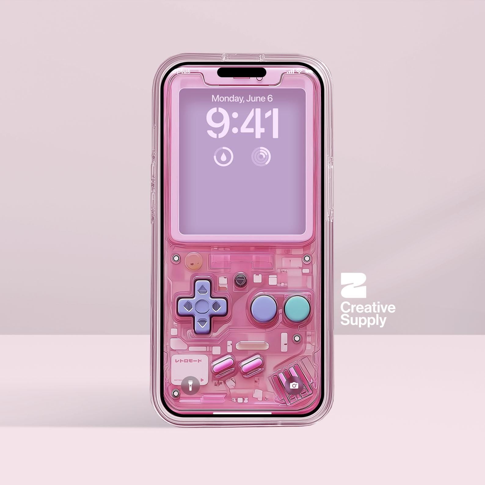 Pink Y2K Transparent Gameboy Phone Wallpaper