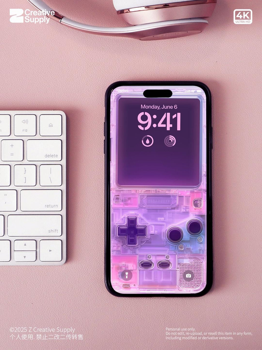 Purple Retro game console Phone Wallpaper