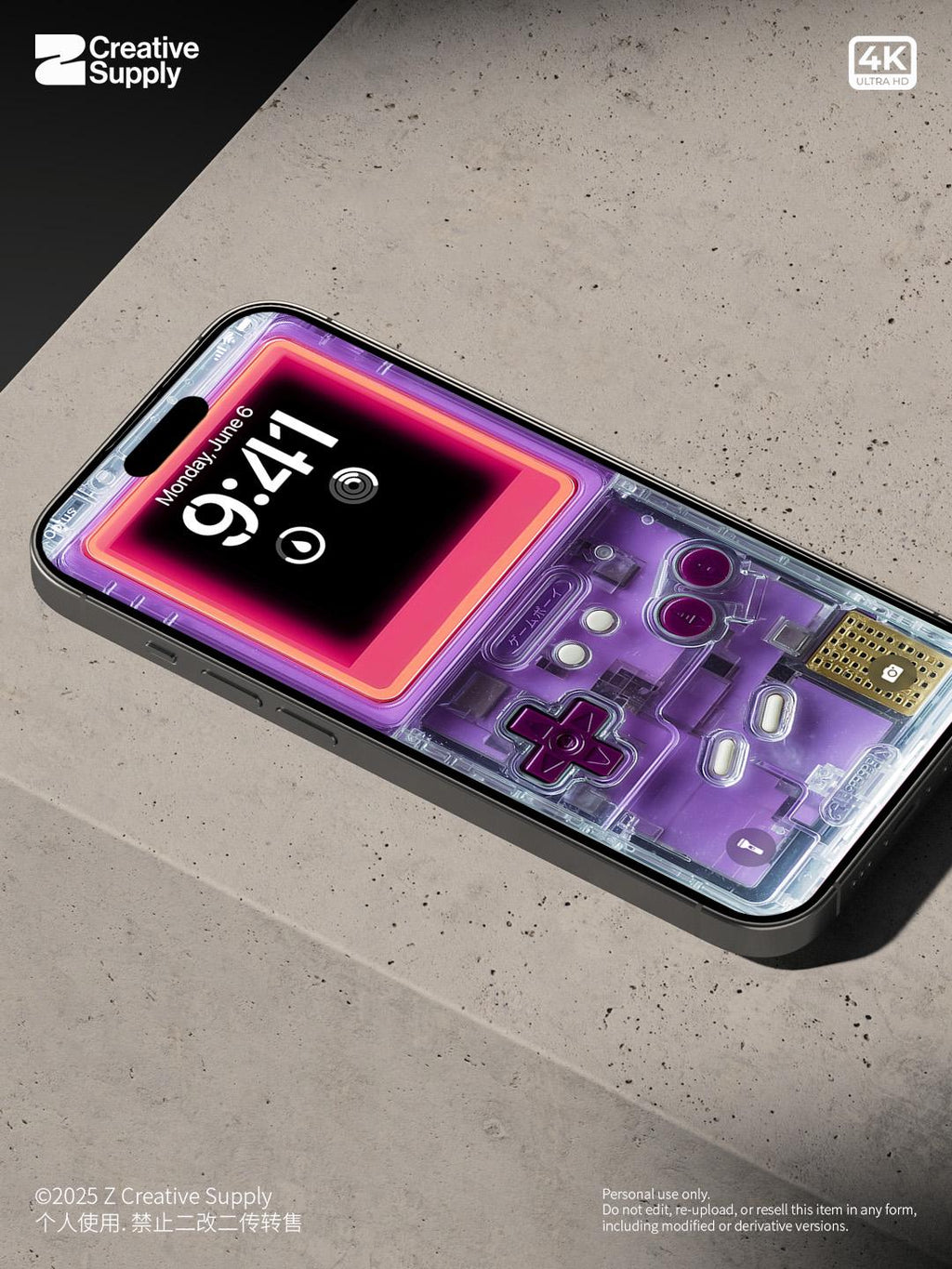 Purple Retro Transparent Game console Wallpaper Realistic Transparent gaming device Lock Screen Digital Art Pastel Y2k aesthetics Background