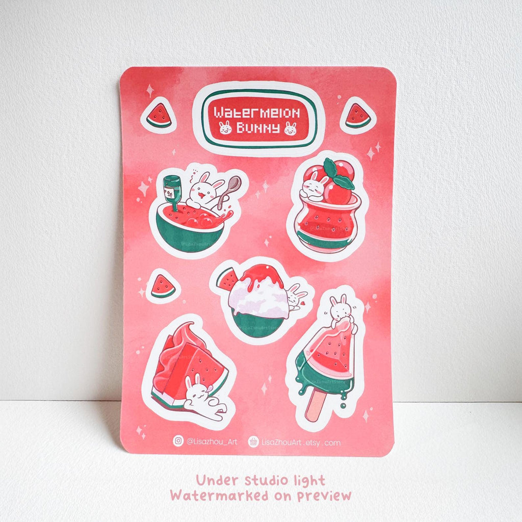 Watermelon Bunny Sticker Sheet