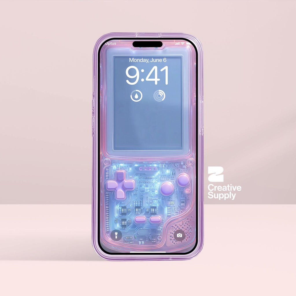 Retro Gameboy Phone Wallpaper: Pink Purple Blue Y2K Aesthetics (Digital Download)