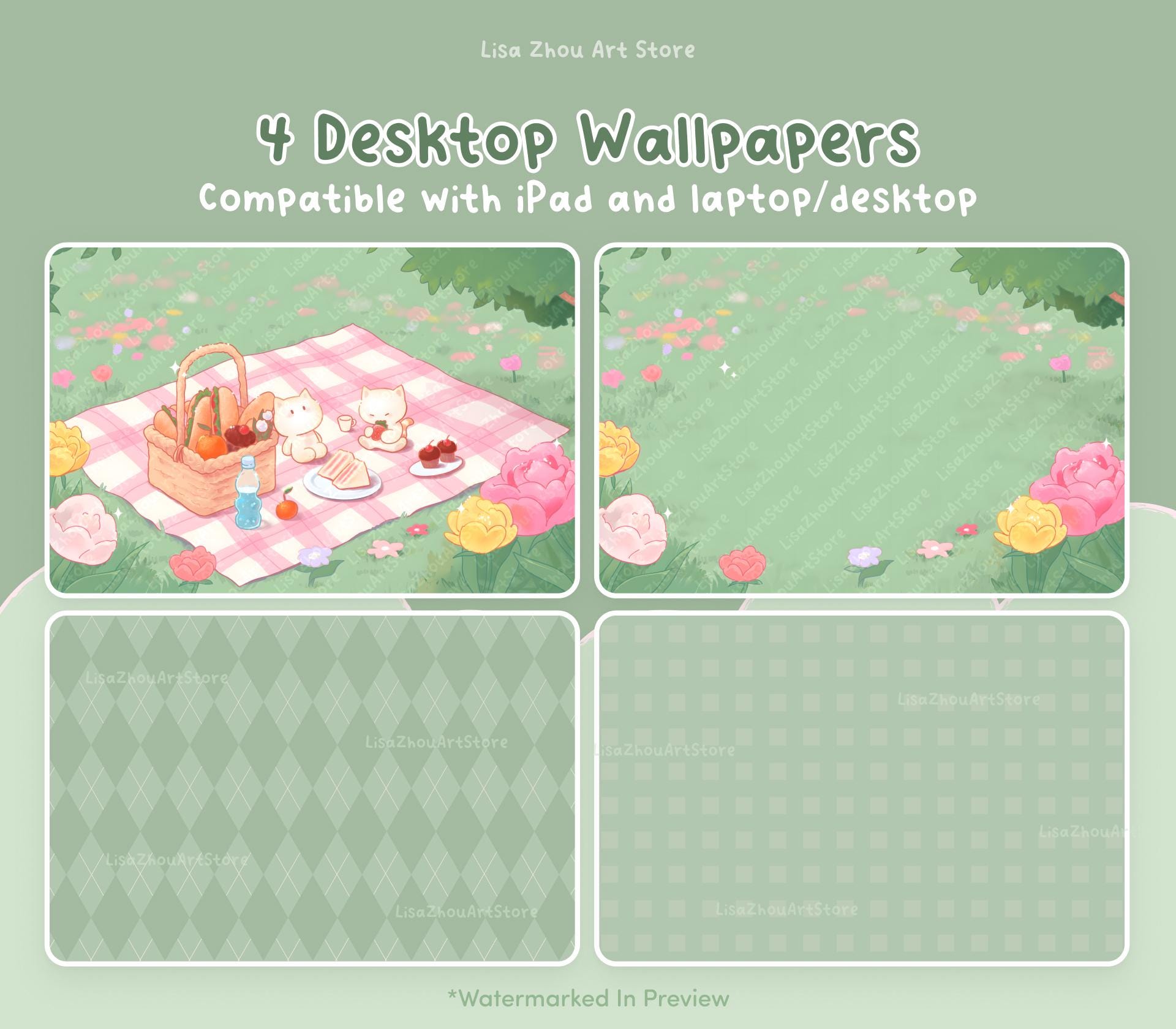 Spring Cat Picnic Icon Pack