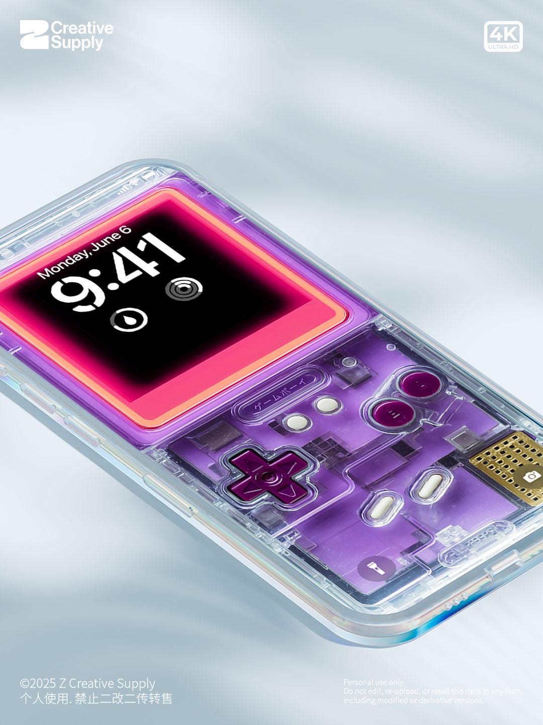 Purple Retro Transparent Game console Wallpaper Realistic Transparent gaming device Lock Screen Digital Art Pastel Y2k aesthetics Background