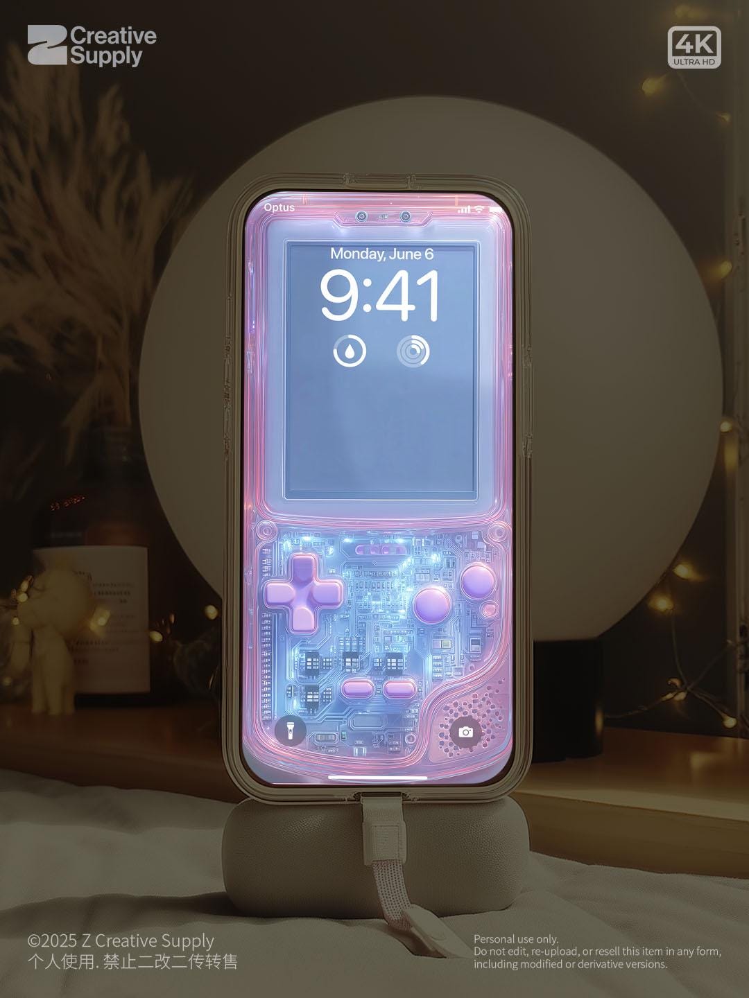 Retro Gameboy Phone Wallpaper: Pink Purple Blue Y2K Aesthetics (Digital Download)