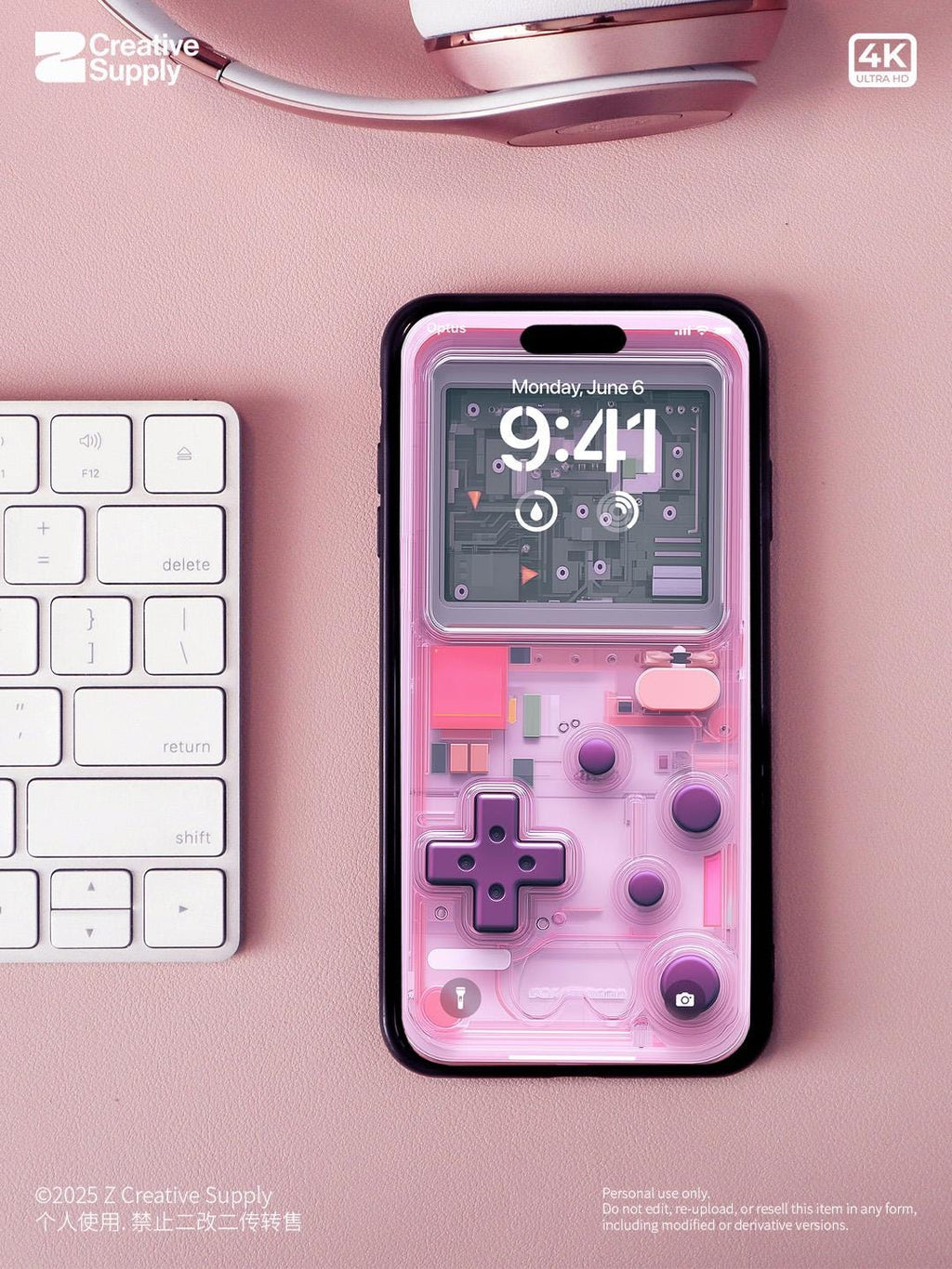 Pink Game Console Phone Wallpaper