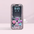 Pink purple retro Gameboy Phone Wallpaper Ultra-Realistic Transparent Y2k Digital Art for Phone screen | Pastel  gamer aesthetics