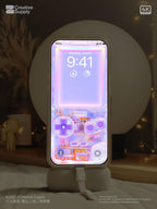 Purple Game Console Wallpaper Retro Pastel Realistic Transparent Digital Art for Phone screen Circuit board aesthetics background for gamers