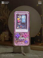 Pink Retro Gameboy Phone Wallpaper,  Transparent Realistic game console circuit board Digital Art for Lock screen,Pastel y2k aesthetics