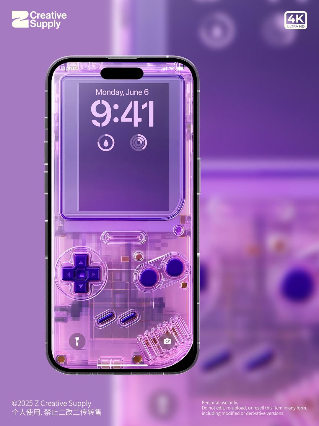 Purple Retro game console Wallpaper – Ultra-Realistic transparent Digital Art for Phone screen | Pastel  cute nostalgic gamer aesthetics