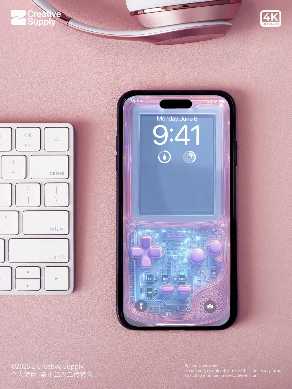 Retro Gameboy Phone Wallpaper: Pink Purple Blue Y2K Aesthetics (Digital Download)