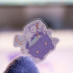 Spooky Magic Cat Purple Stationery Set | Halloween theme Witch Cat Art Print, Sticker Sheet and Holographic Stickers