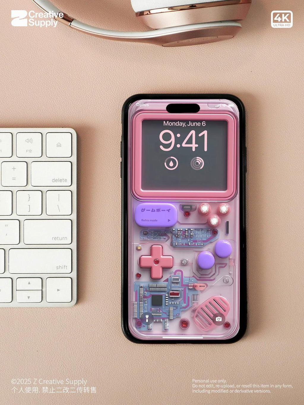 Pastel Gameboy Phone Wallpaper: Retro Circuit Board Art (Digital Download)