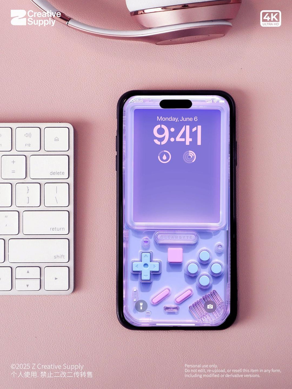 Pastel Purple retro Gameboy Phone Wallpaper Pixel Ultra-Realistic Transparent Y2k Digital Art for Phone screen | Cute girly gamer aesthetics