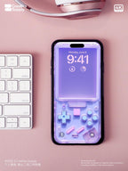 Pastel Purple retro Gameboy Phone Wallpaper Pixel Ultra-Realistic Transparent Y2k Digital Art for Phone screen | Cute girly gamer aesthetics