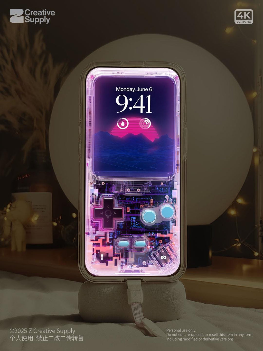 Purple Retro game console Wallpaper – Vaporwave transparent Digital Art for Phone screen | Pastel cute nostalgic Lo fi gamer aesthetics