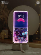 Purple Retro game console Wallpaper – Vaporwave transparent Digital Art for Phone screen | Pastel cute nostalgic Lo fi gamer aesthetics