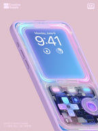 Iridescent Gradient Game console Wallpaper| Transparent Pink Purple Blue Dreamy Retro Digital Art for Phone screen | Pastel gamer aesthetics