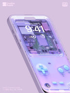Purple Retro game console Wallpaper Realistic transparent Digital Art for Phone screen Gradient Pastel cute nostalgic gamer aesthetics