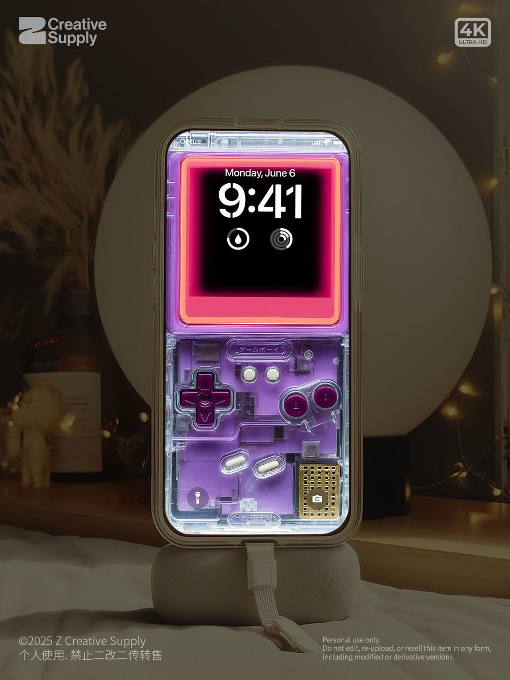 Purple Retro Transparent Game console Wallpaper Realistic Transparent gaming device Lock Screen Digital Art Pastel Y2k aesthetics Background