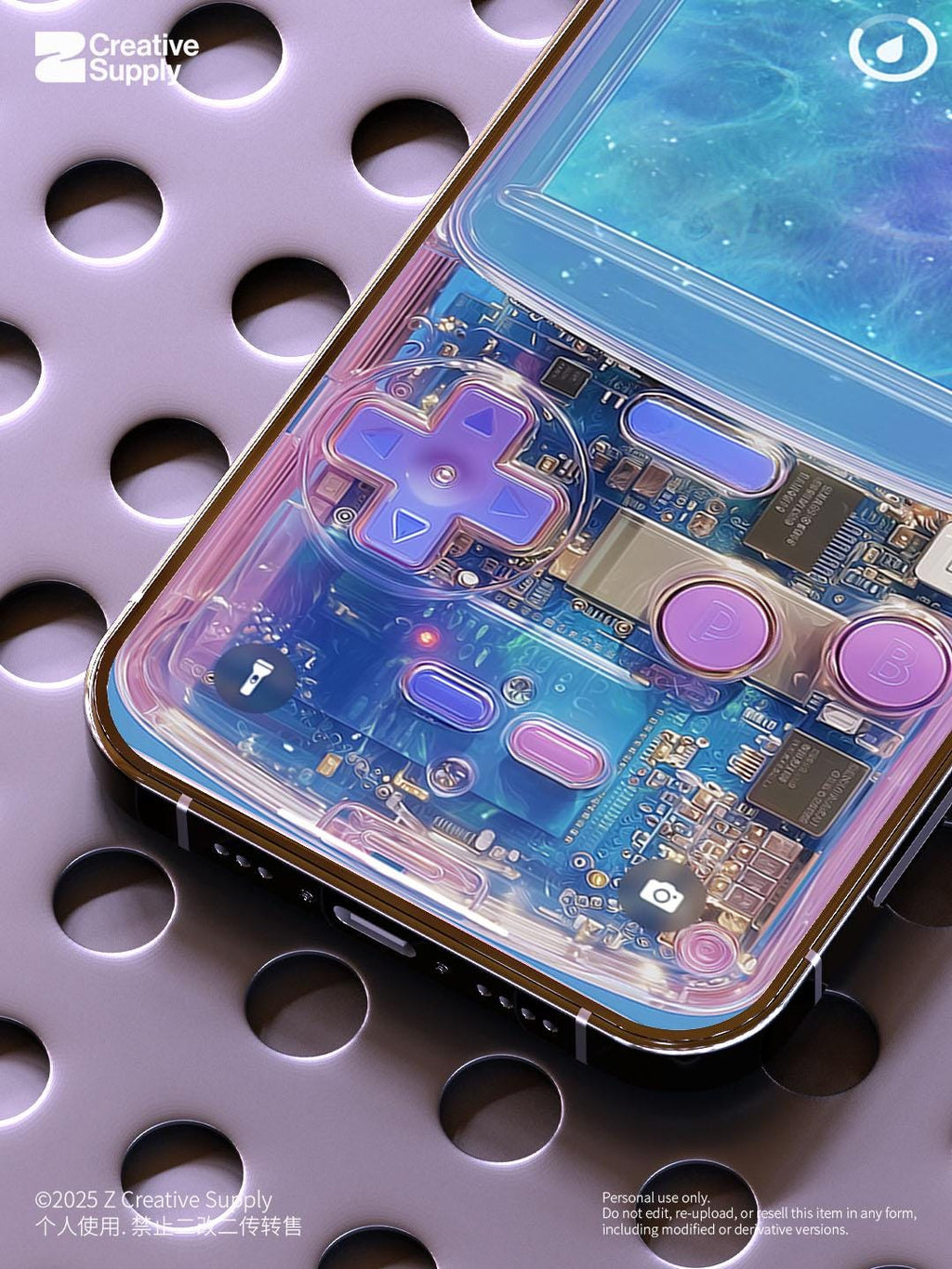 Purple Game Console iPhone Wallpaper: Retro Ocean Theme (Digital Download