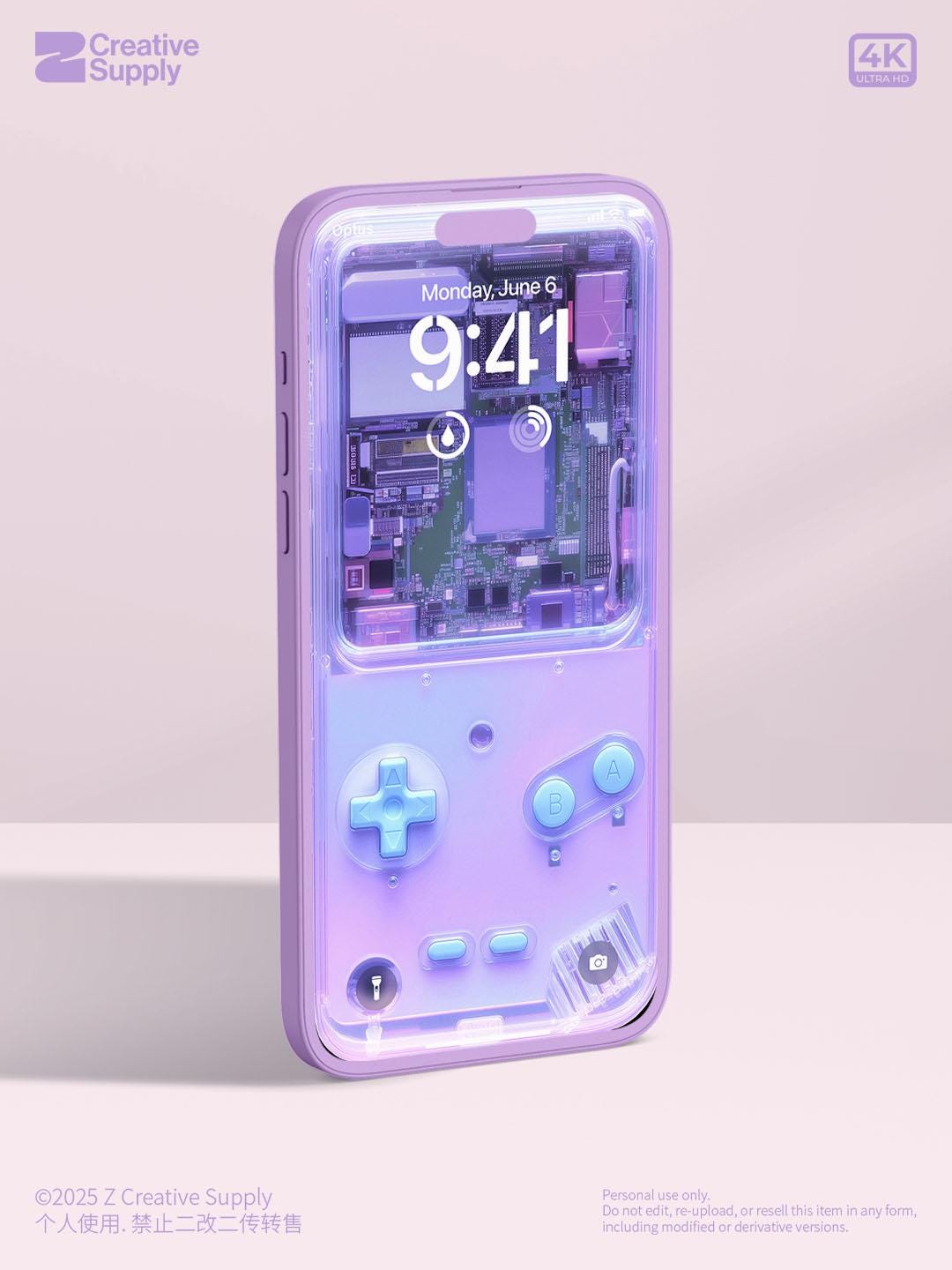 Purple Retro game console Wallpaper Realistic transparent Digital Art for Phone screen Gradient Pastel cute nostalgic gamer aesthetics