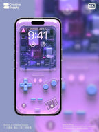 Purple Retro game console Wallpaper – Ultra-Realistic transparent Digital Art for Phone screen | Pastel  cute nostalgic gamer aesthetics