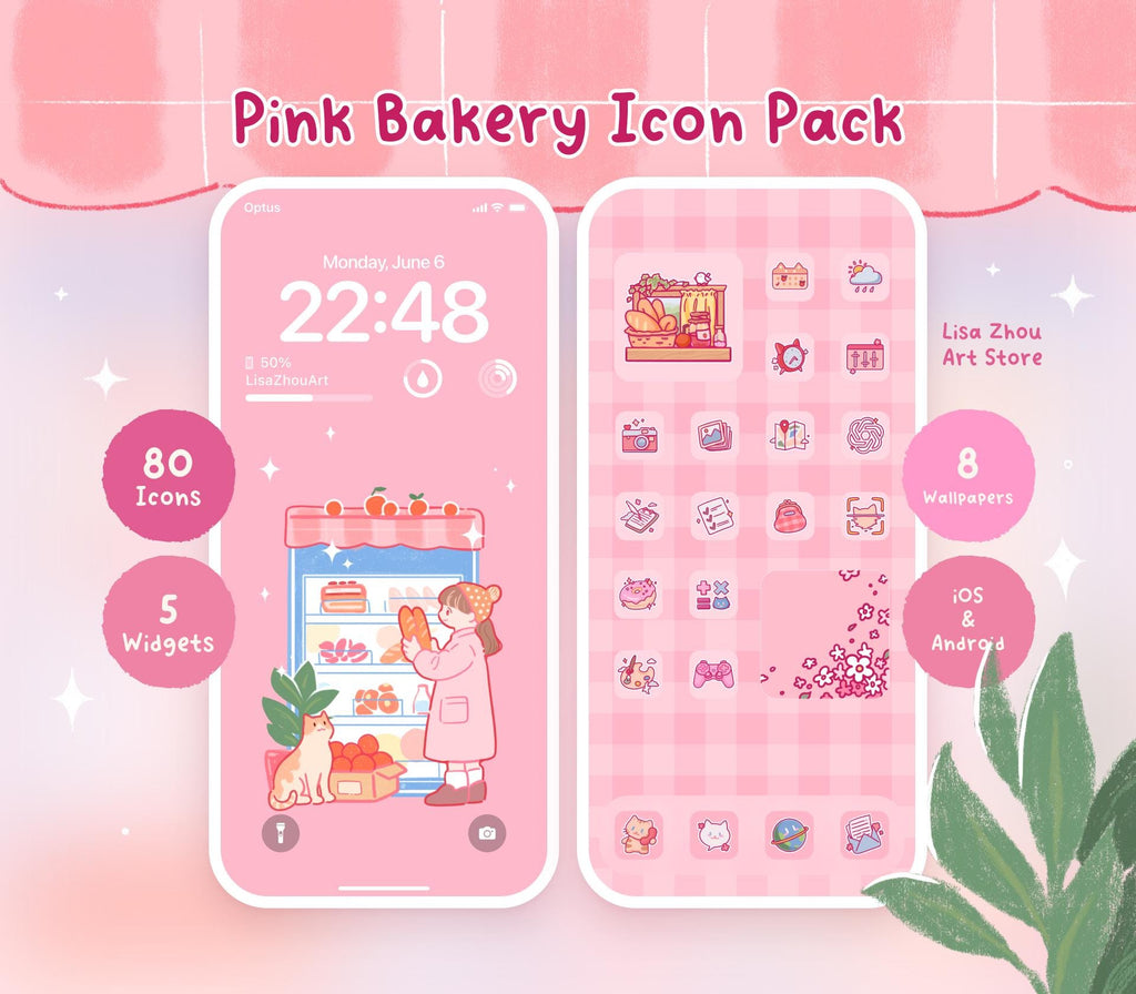 Cute Pink Bakery Icon Pack