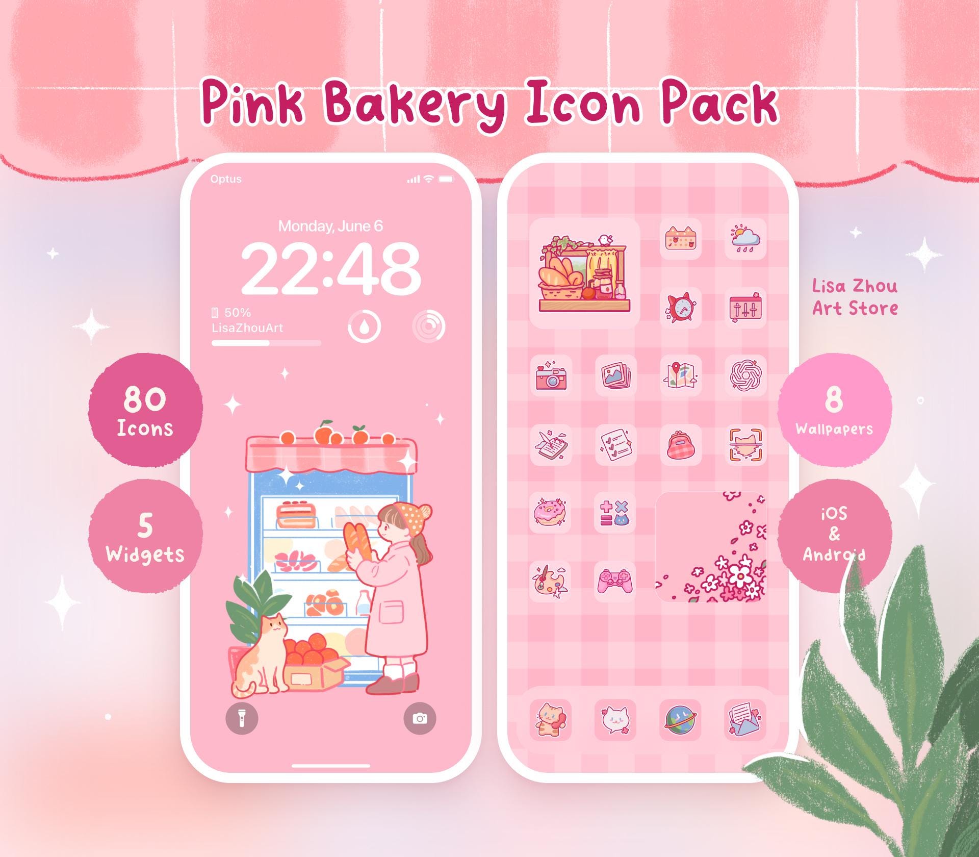 Cute Pink Bakery Icon Pack