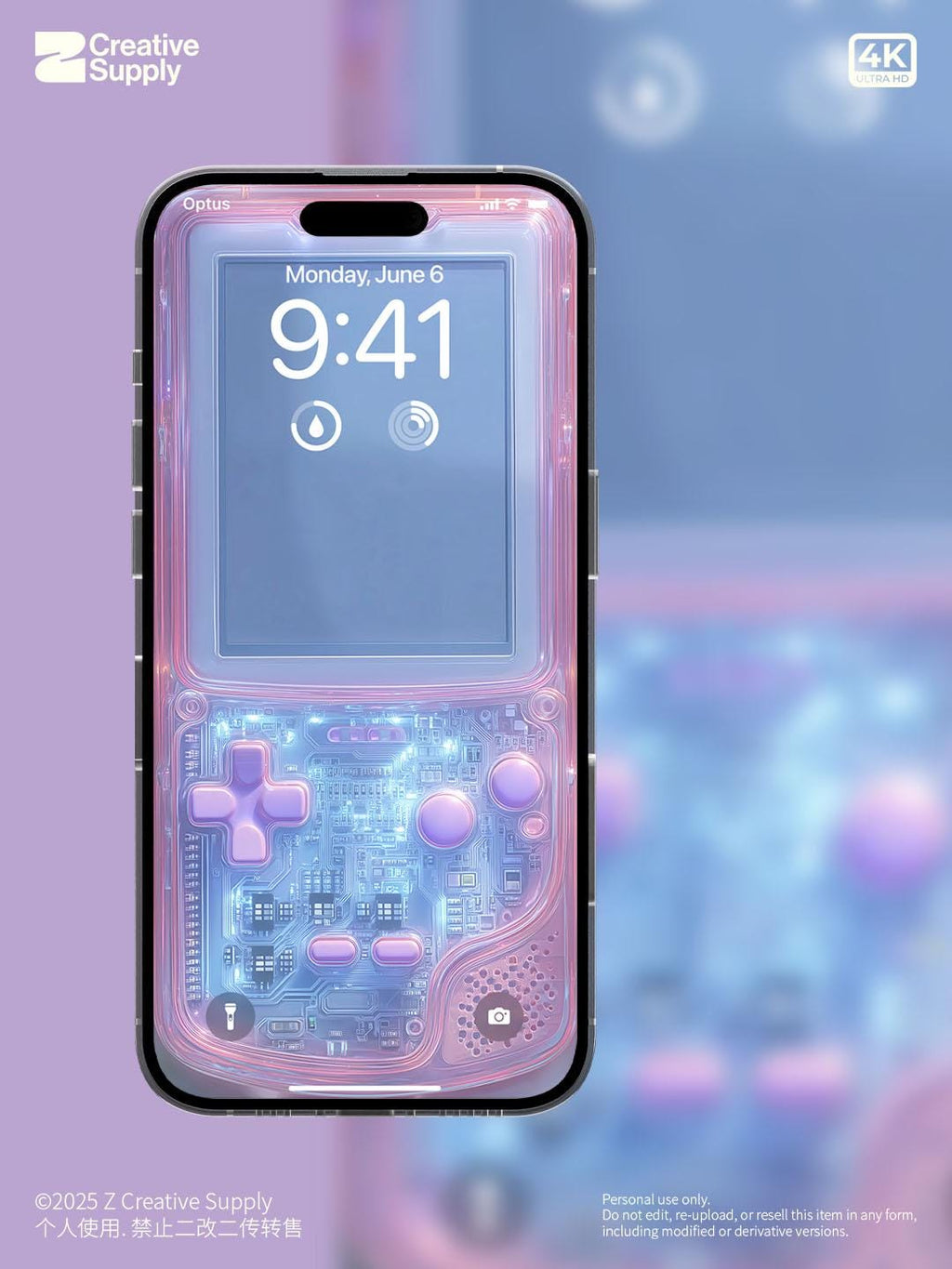 Retro Gameboy Phone Wallpaper: Pink Purple Blue Y2K Aesthetics (Digital Download)