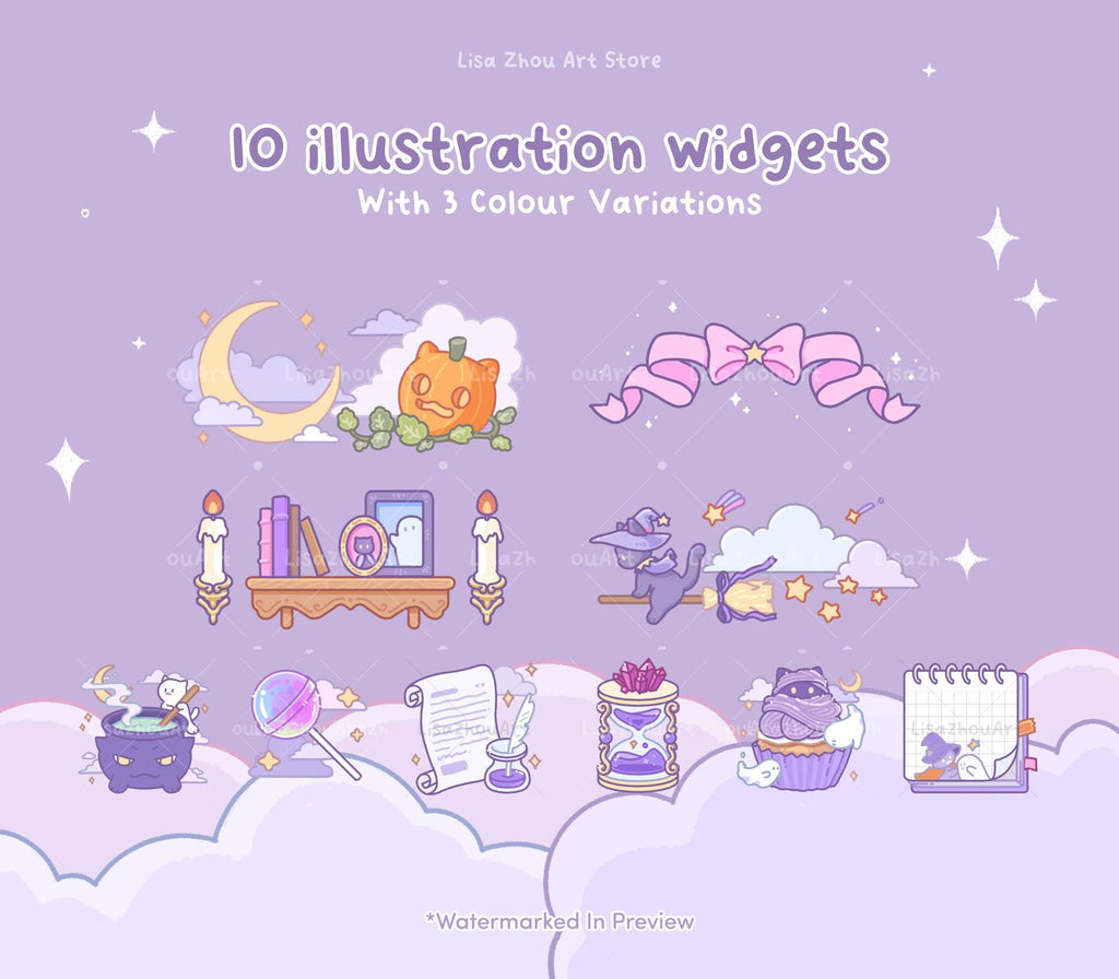 Spooky Magic Cat Icon Pack