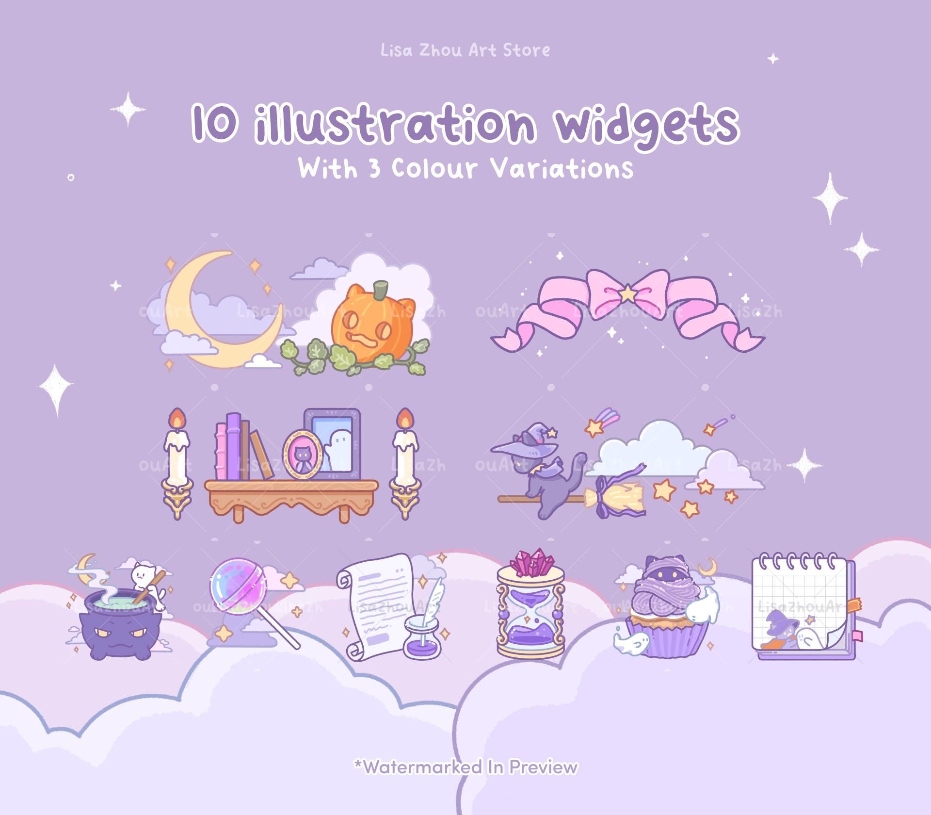 Spooky Magic Cat Icon Pack