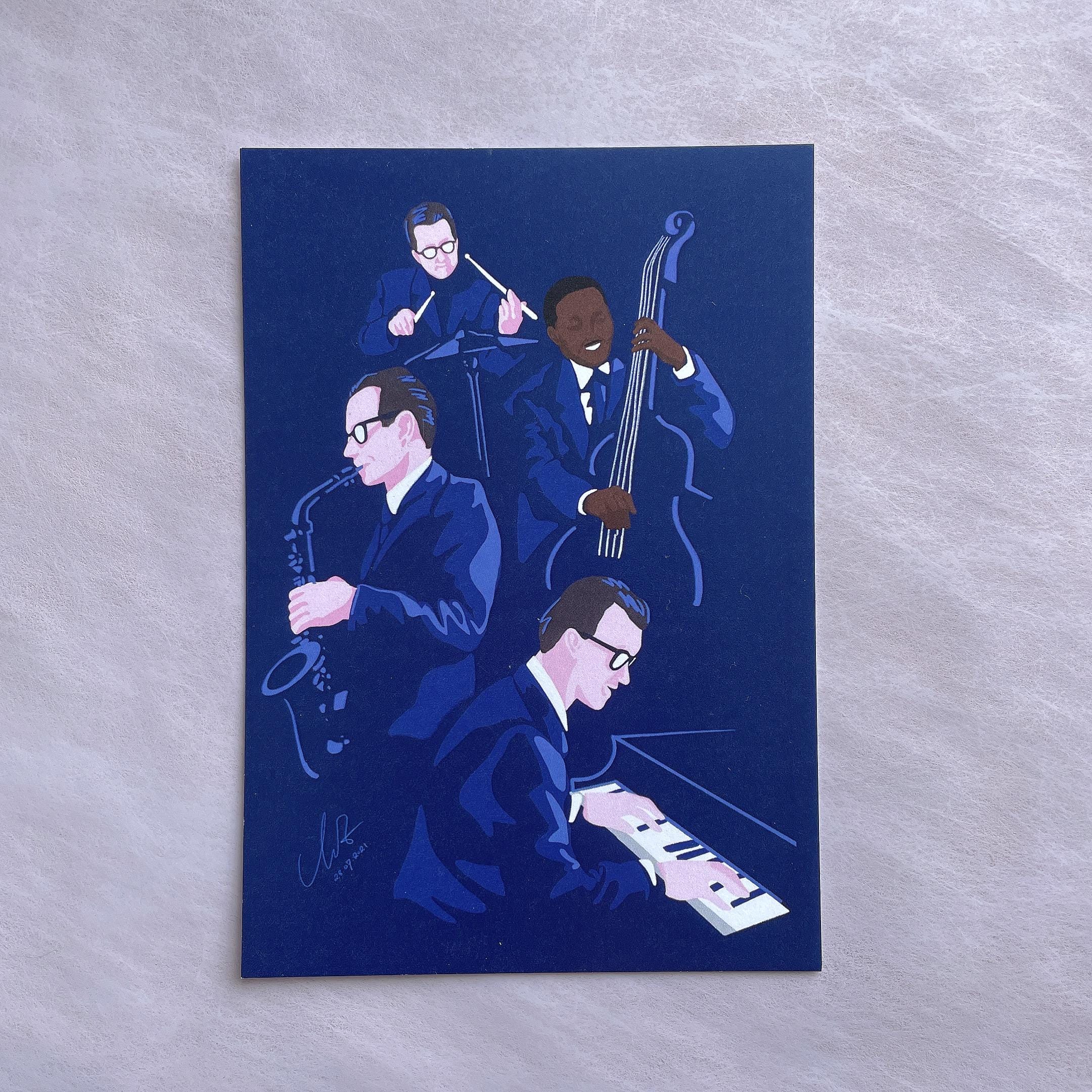 Jazz Quartet Art Postcard