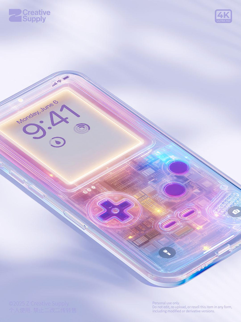 Pink Purple Blue Transparent Gradient Gameboy Wallpaper – Ultra-Realistic Retro Digital Art for Phone screen | Pastel gamer aesthetics